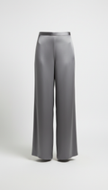 Graphite Grey Silk Wide-Leg Trousers